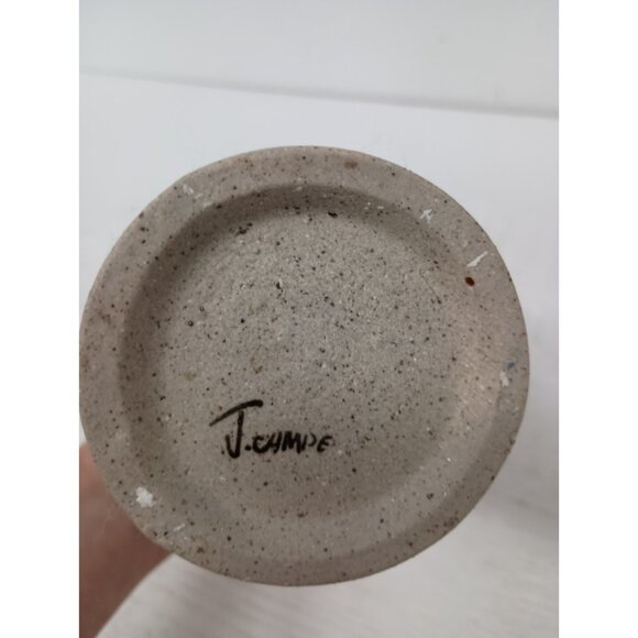 VTG Tonala Pottery Stoneware Hand Painted Floral Bird Vase Mexican Folk Art - Picture 7 of 9